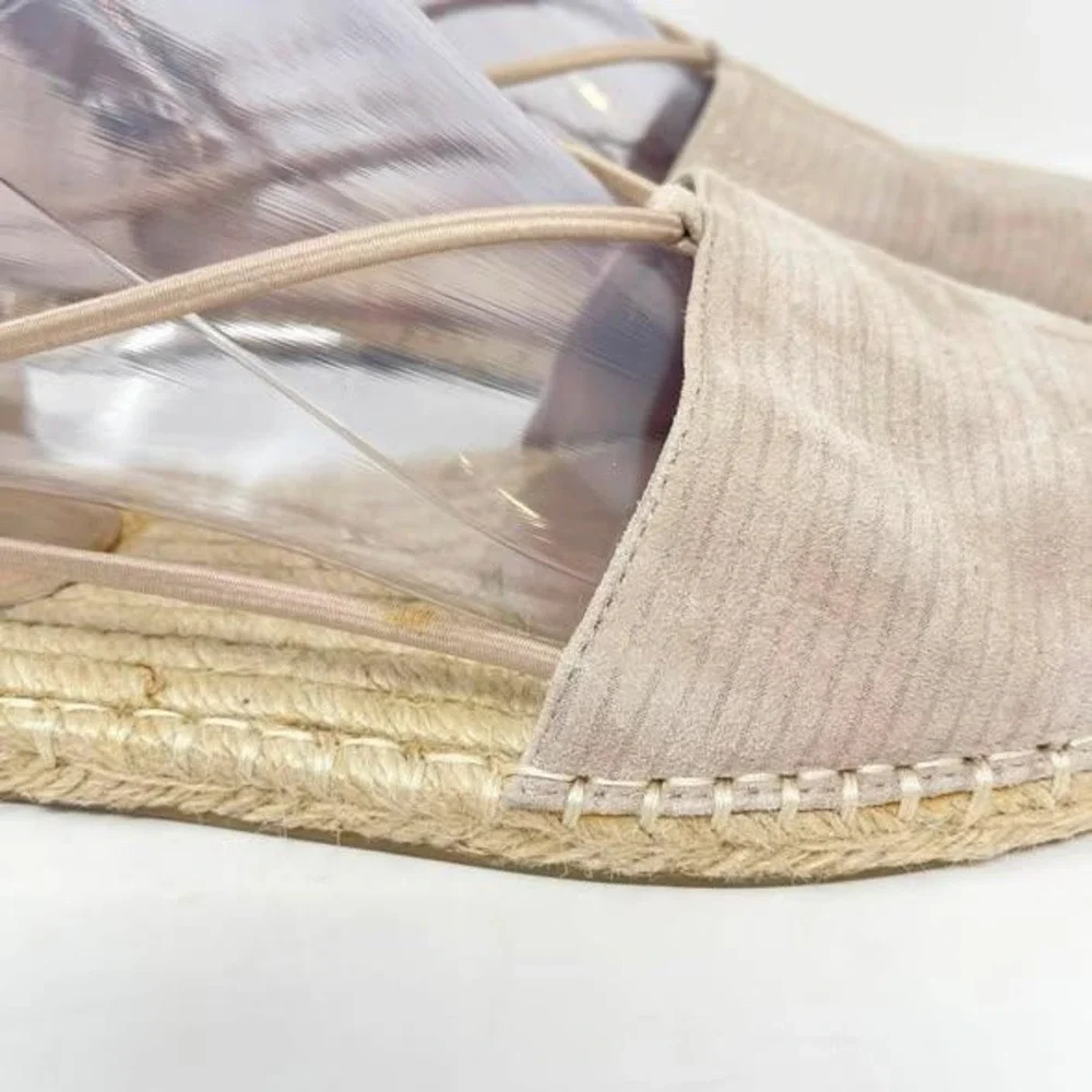 Eileen Fisher Lee D'Orsay Espadrille Flats Womens 10 Taupe Metallic Suede